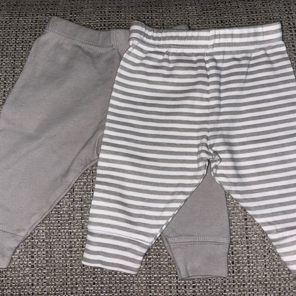 Gray and Striped Baby Pants Set